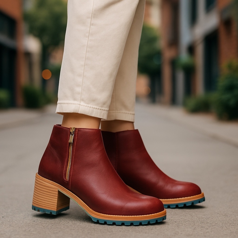 PLG Women's Leather Ankle Booties with Block Heel